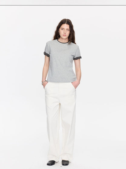 LYUOCHENG Rolled Hem Colorblock Shirring Women&