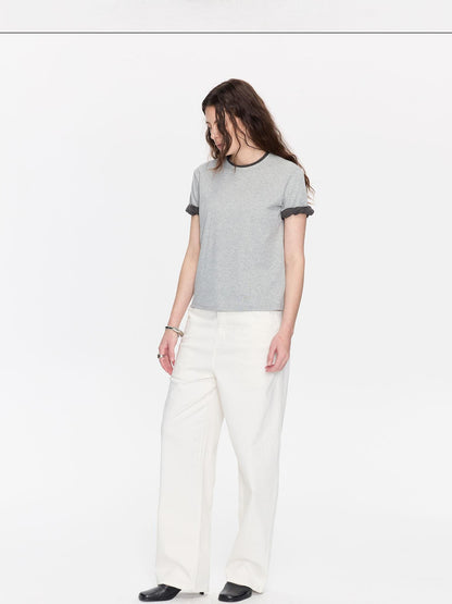 LYUOCHENG Rolled Hem Colorblock Shirring Women&