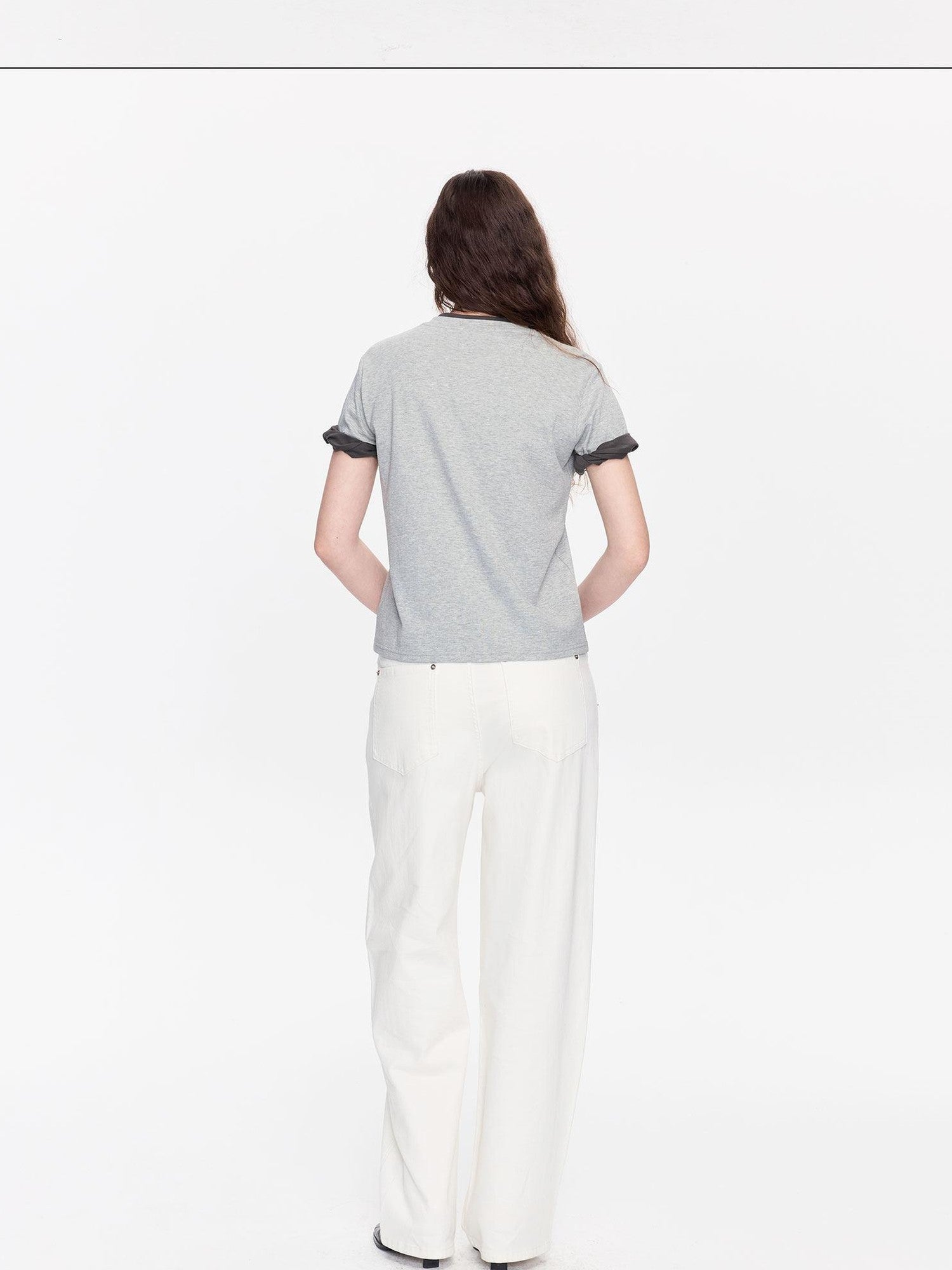 LYUOCHENG Rolled Hem Colorblock Shirring Women&