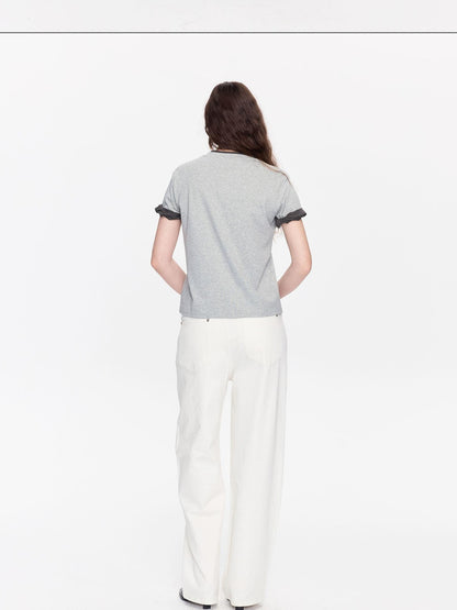 LYUOCHENG Rolled Hem Colorblock Shirring Women&