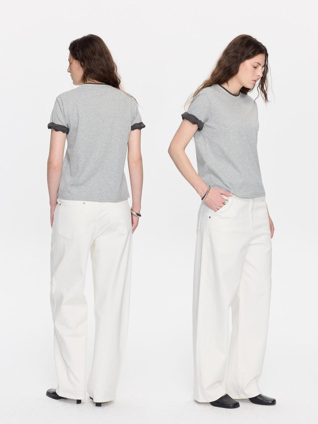 LYUOCHENG Rolled Hem Colorblock Shirring Women&