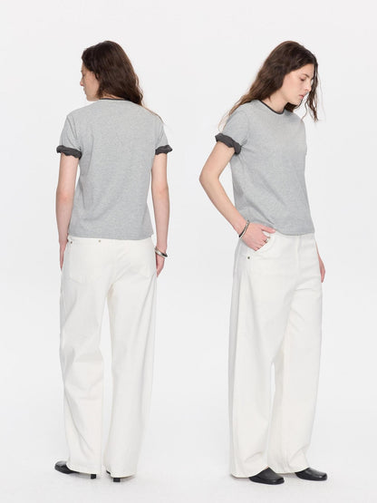 LYUOCHENG Rolled Hem Colorblock Shirring Women&