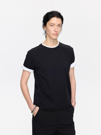 LYUOCHENG Rolled Hem Colorblock Shirring Women&