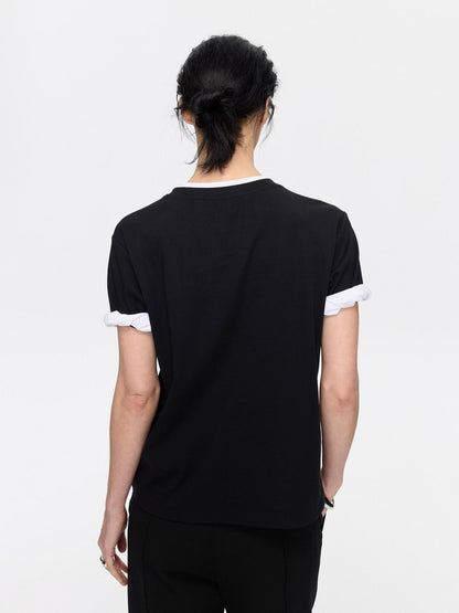 LYUOCHENG Rolled Hem Colorblock Shirring Women&