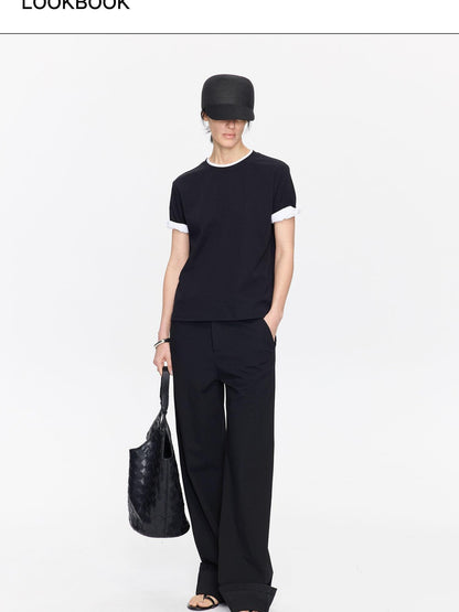 LYUOCHENG Rolled Hem Colorblock Shirring Women&