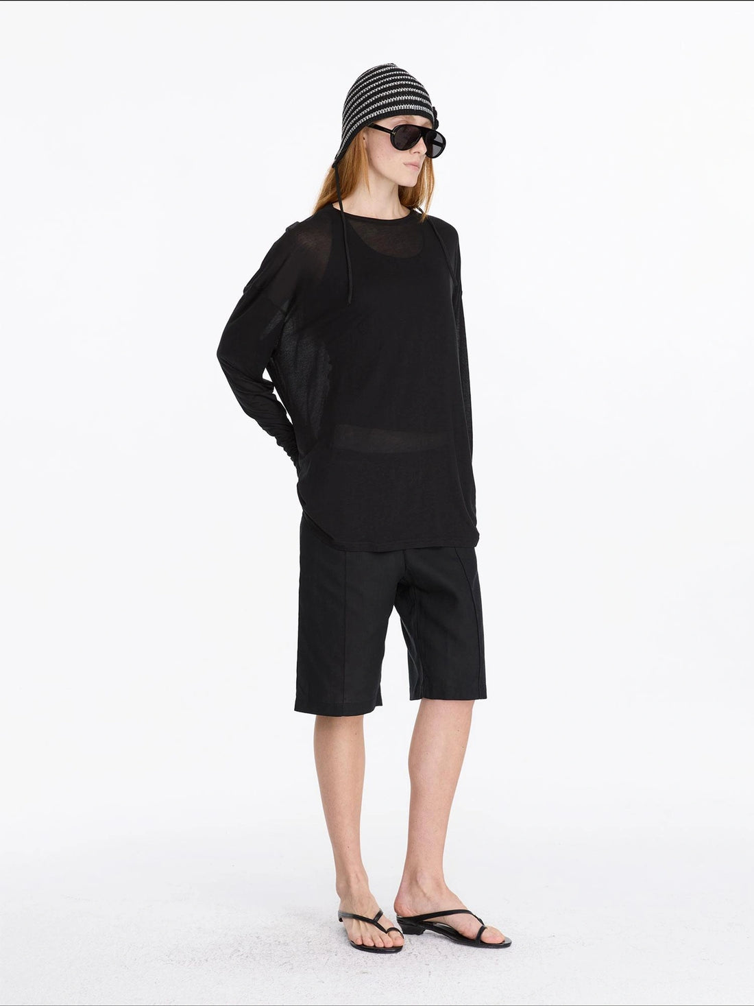 LYUOCHENG Round Neck Long Sleeve Loose Tencel Comfort Top