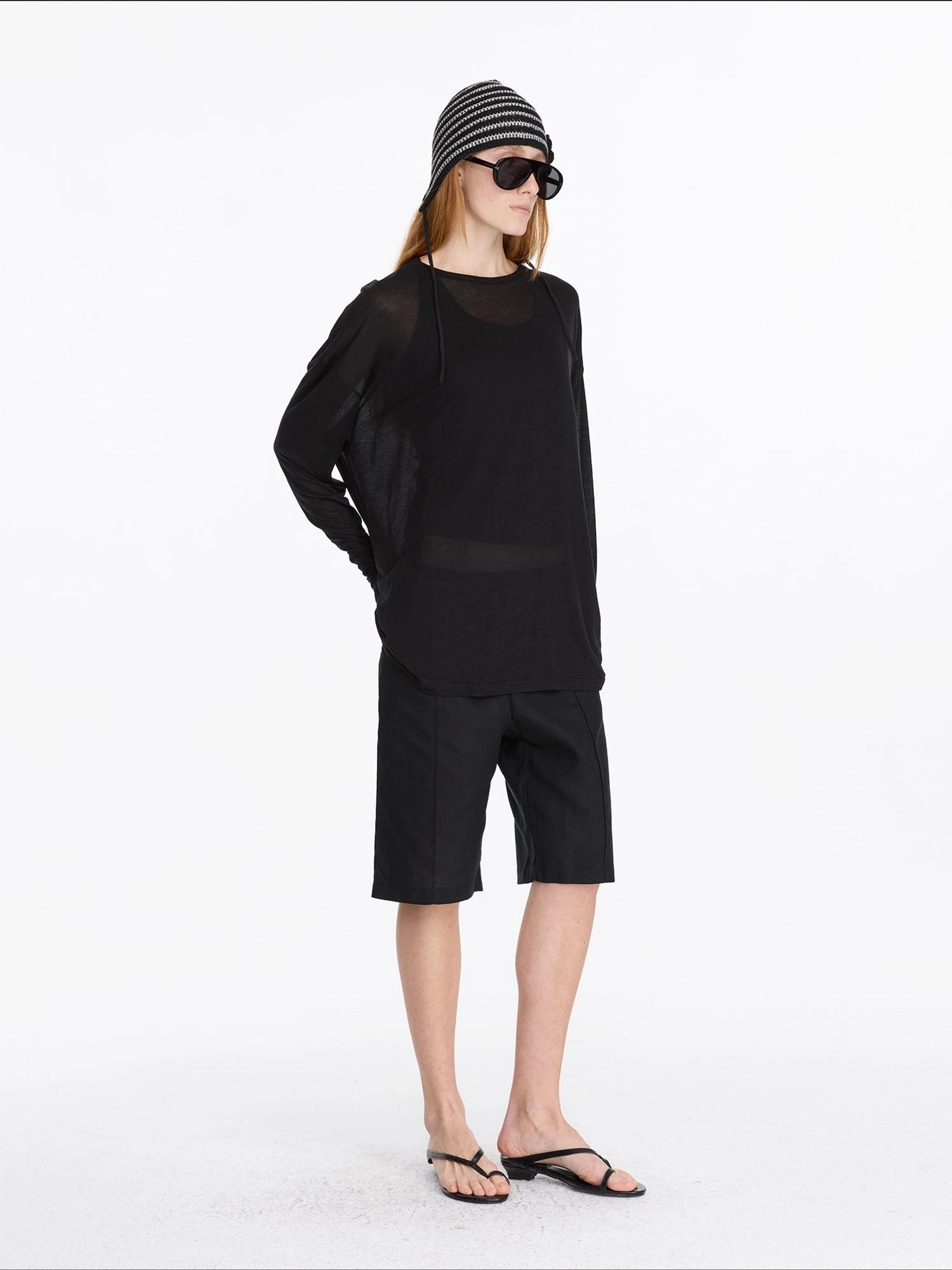LYUOCHENG Round Neck Long Sleeve Loose Tencel Comfort Top