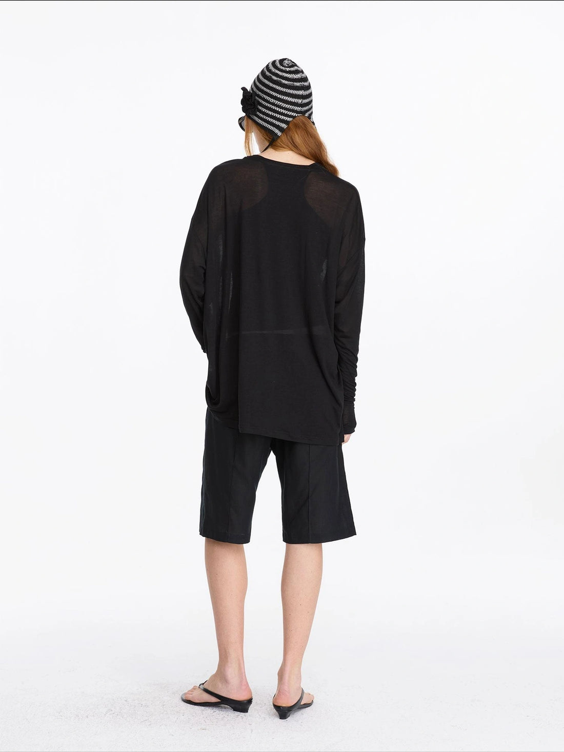 LYUOCHENG Round Neck Long Sleeve Loose Tencel Comfort Top