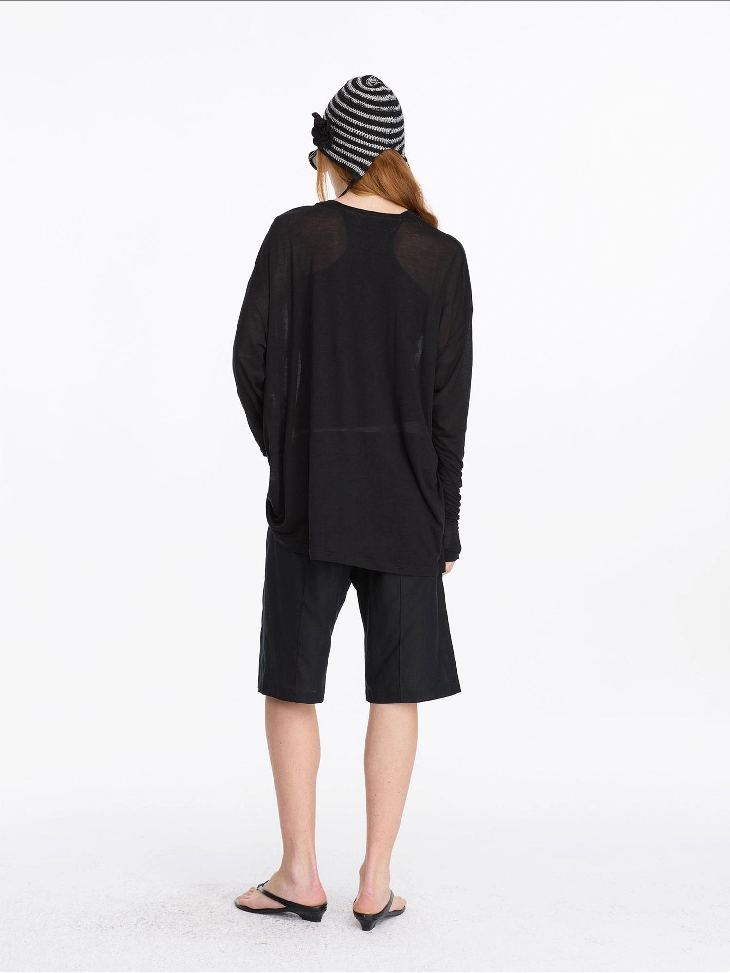 LYUOCHENG Round Neck Long Sleeve Loose Tencel Comfort Top