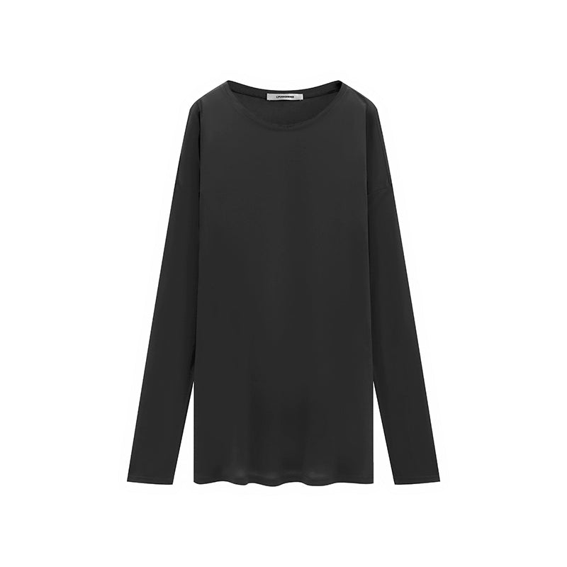 LYUOCHENG_Round_Neck_Long_Sleeve_Loose_Tencel_Comfort_Top_MISSTT