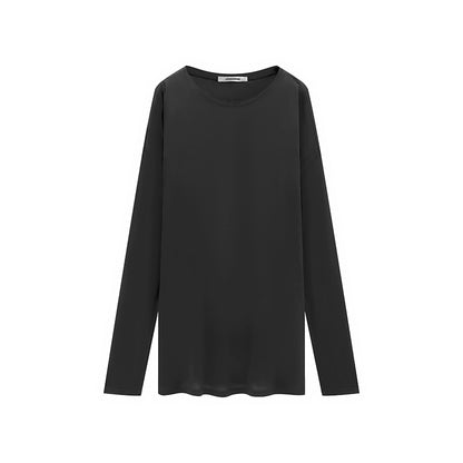 LYUOCHENG_Round_Neck_Long_Sleeve_Loose_Tencel_Comfort_Top_MISSTT