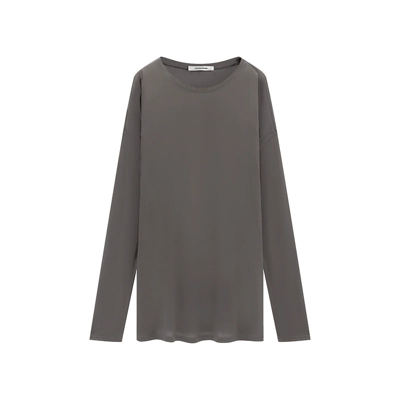 LYUOCHENG_Round_Neck_Long_Sleeve_Loose_Tencel_Comfort_Top_MISSTT