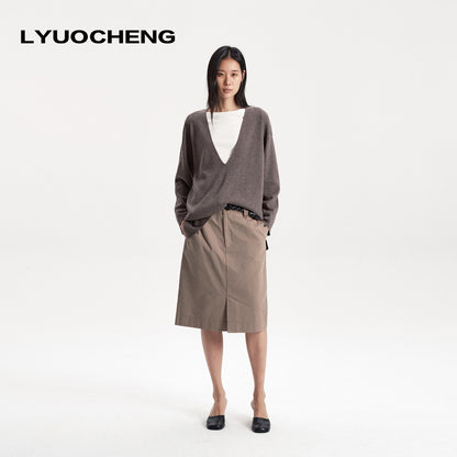LYUOCHENG_Sand_Wash_Front_Slit_Straight_Lyocell_Cotton_Women&