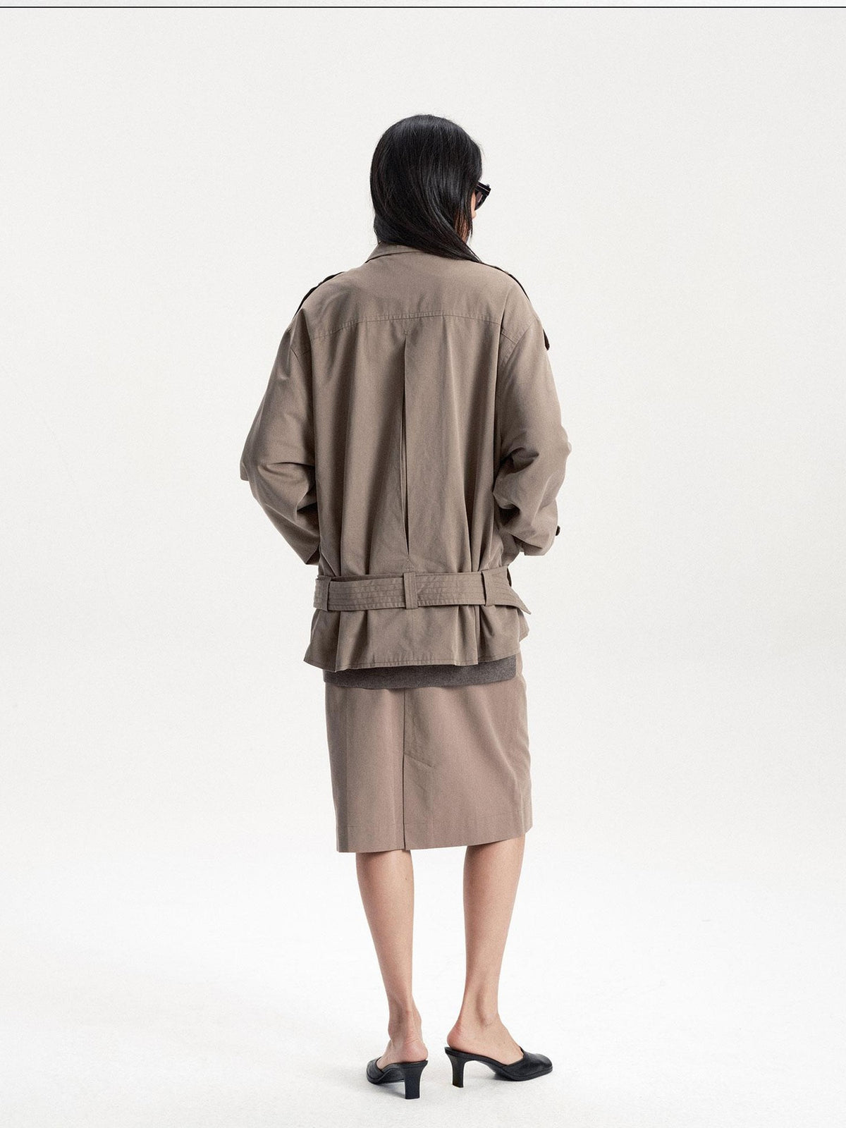 LYUOCHENG Sand Wash Front Slit Straight Lyocell Cotton Women&