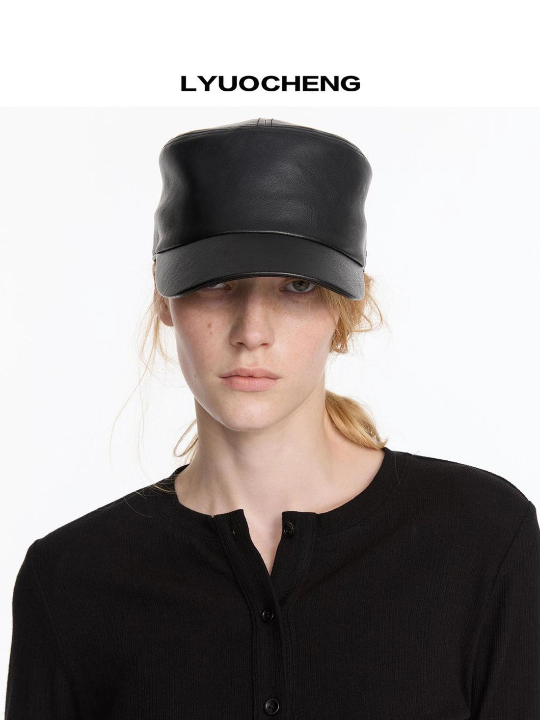 LYUOCHENG Short Brim Pu Equestrian Hat