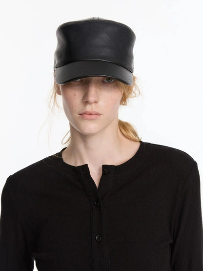 LYUOCHENG Short Brim Pu Equestrian Hat