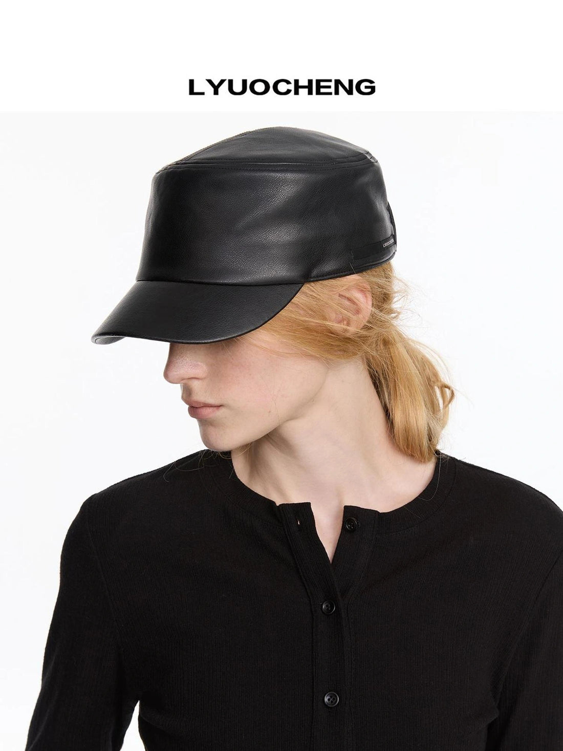 LYUOCHENG Short Brim Pu Equestrian Hat