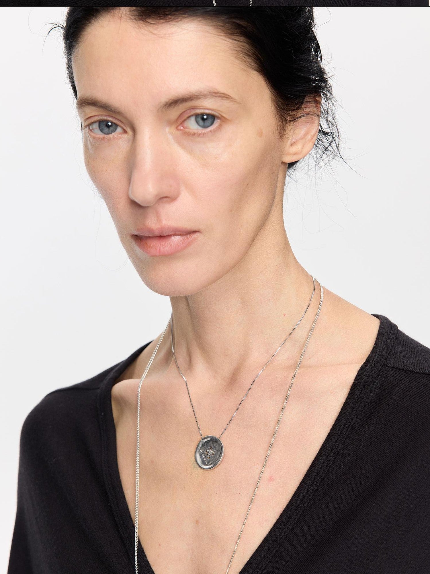 LYUOCHENG Silver Minimalist Button Layered Women&