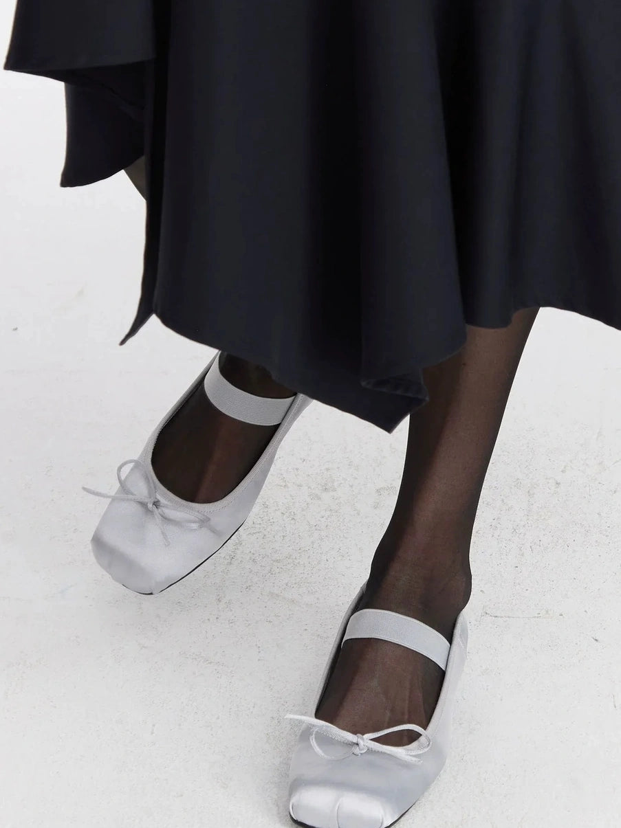 LYUOCHENG Silver Navy Low Heel Ballet Mary Janes