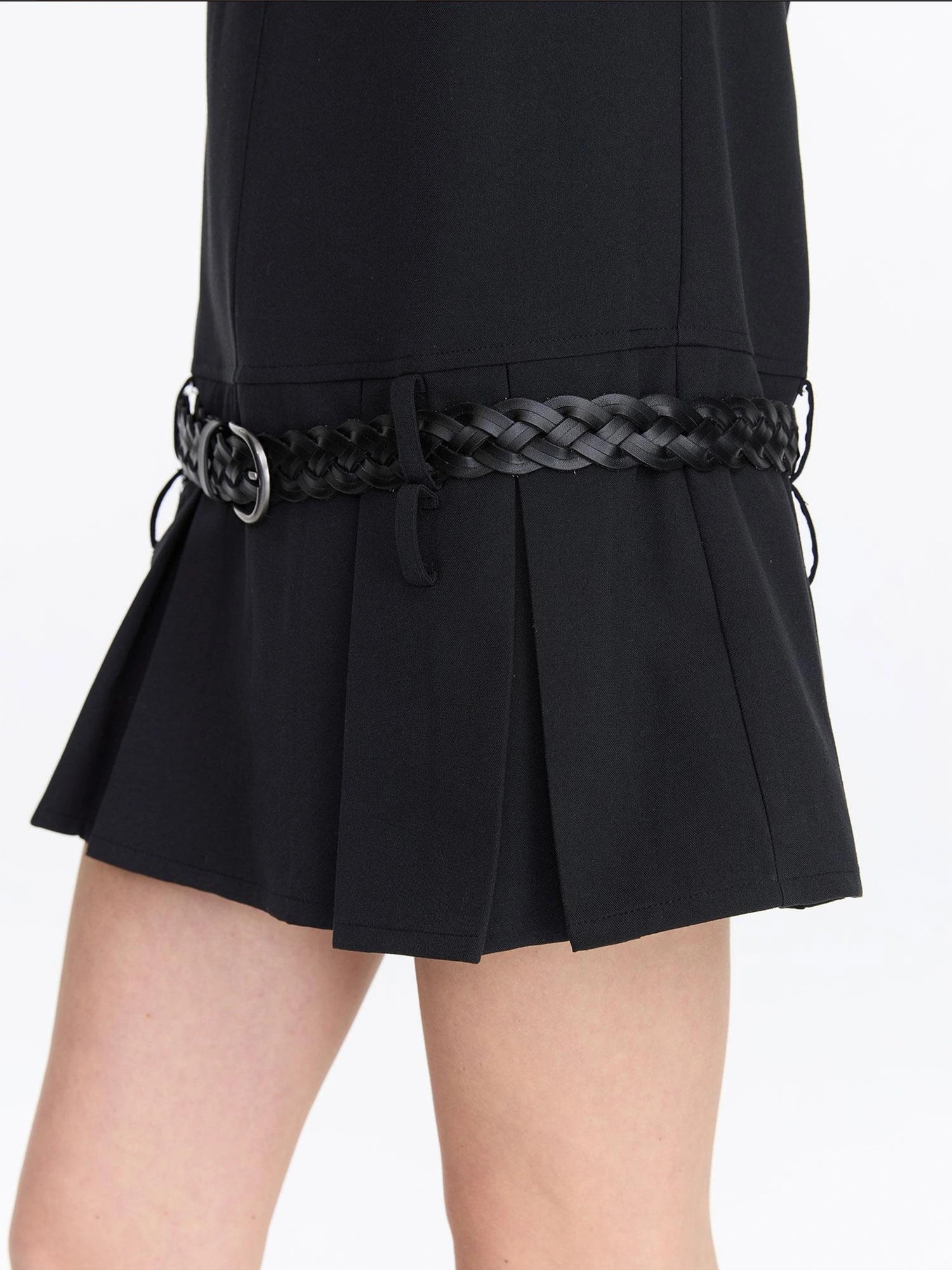 LYUOCHENG Sleeveless Pleated Blazer Dress