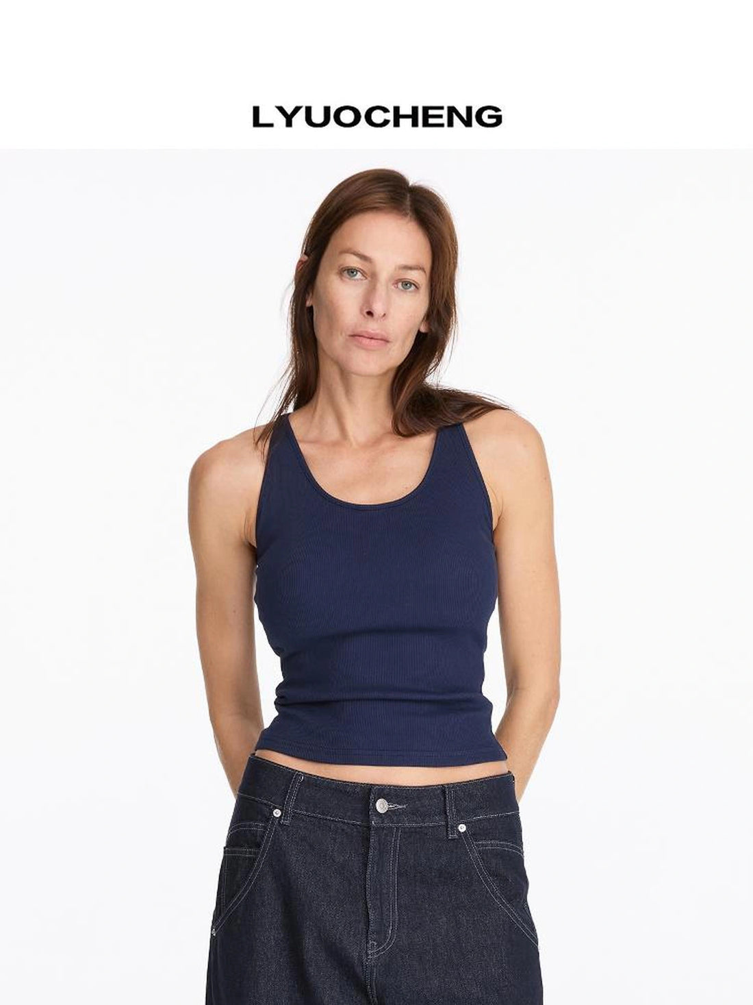 LYUOCHENG Sleeveless Ribbed Tank Top With Built In Bra