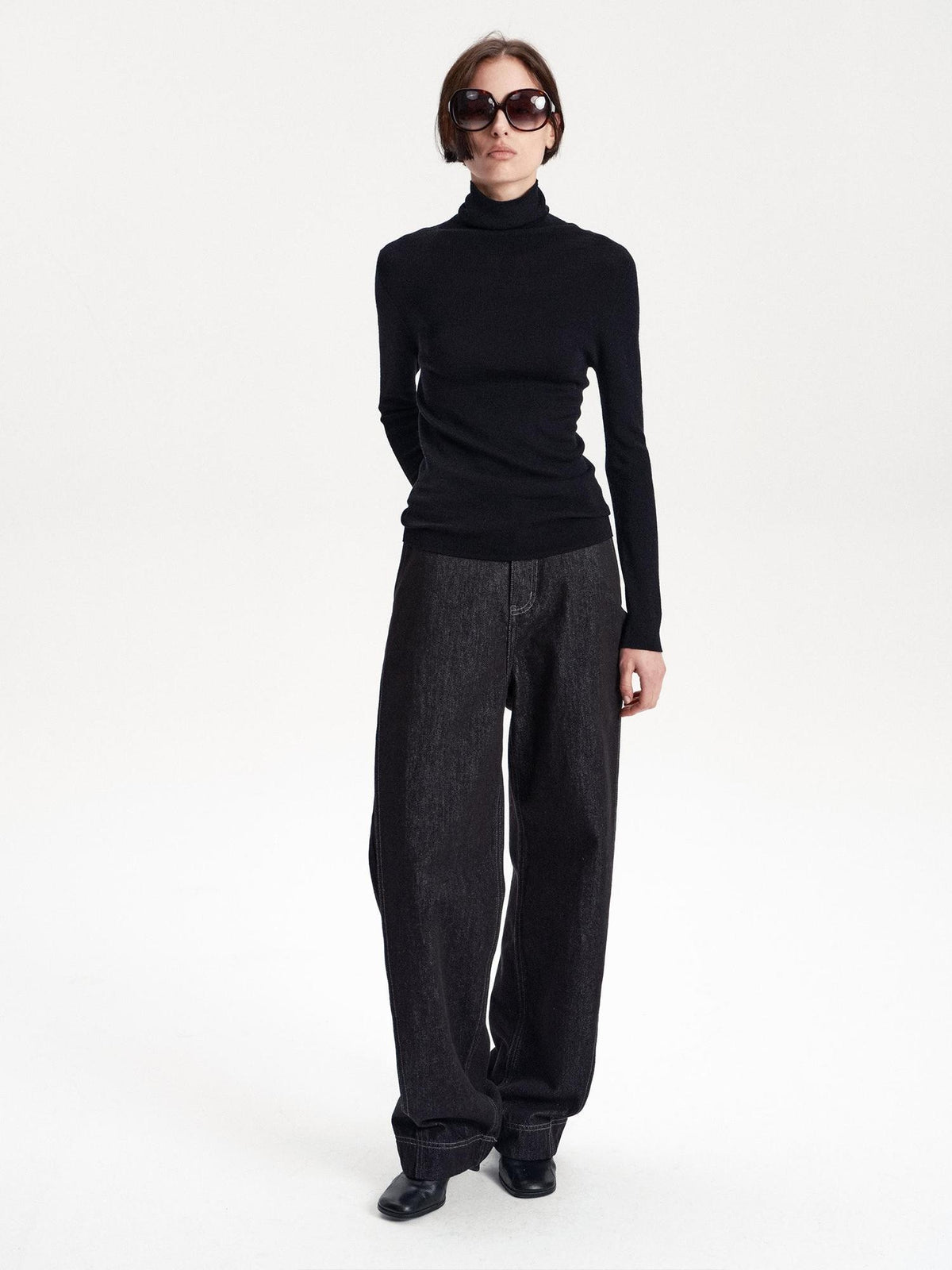 LYUOCHENG Slim Minimalist Knit Wool Blend Long Sleeve Women&