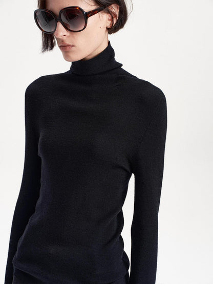 LYUOCHENG Slim Minimalist Knit Wool Blend Long Sleeve Women&