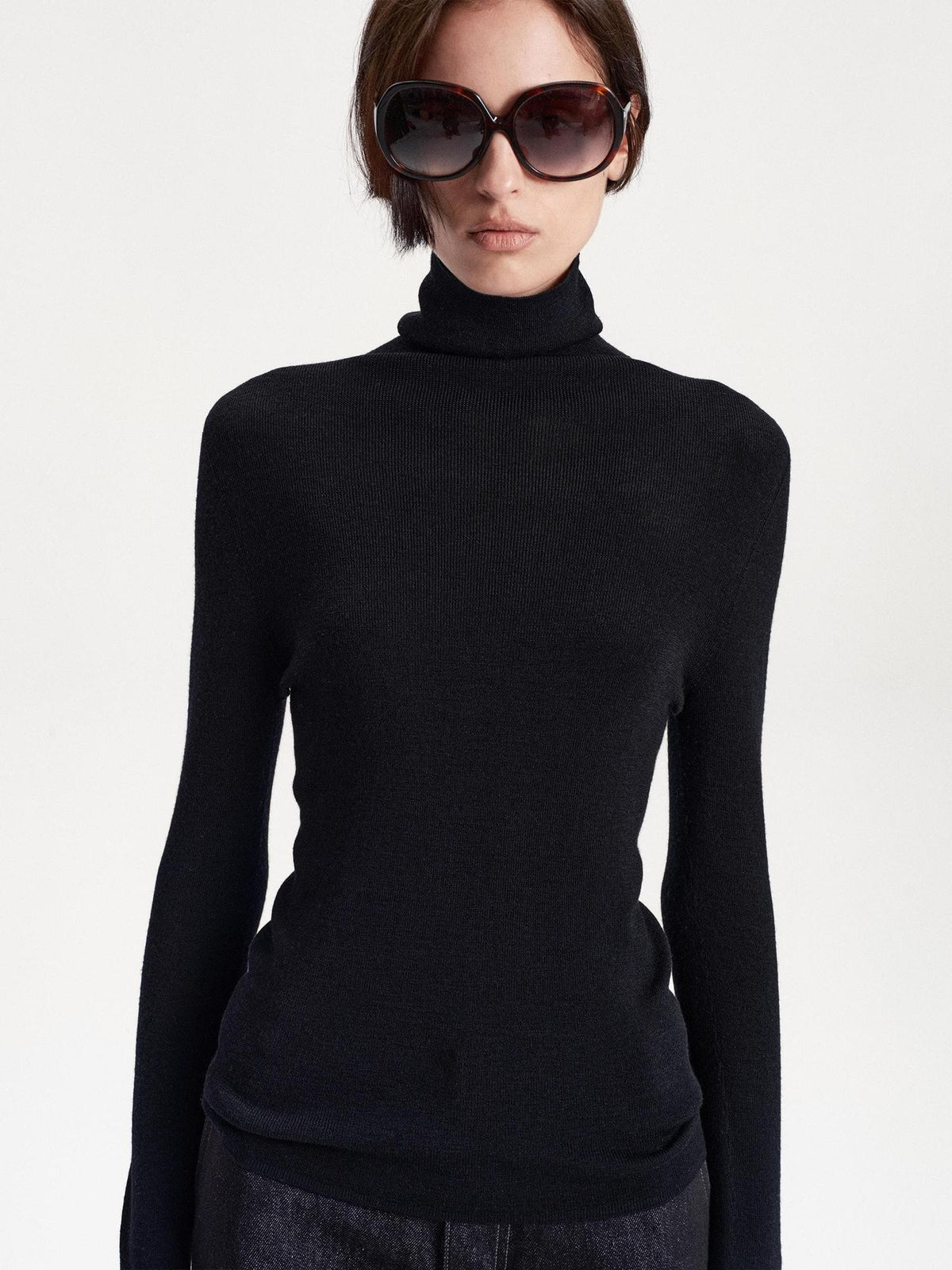 LYUOCHENG Slim Minimalist Knit Wool Blend Long Sleeve Women&