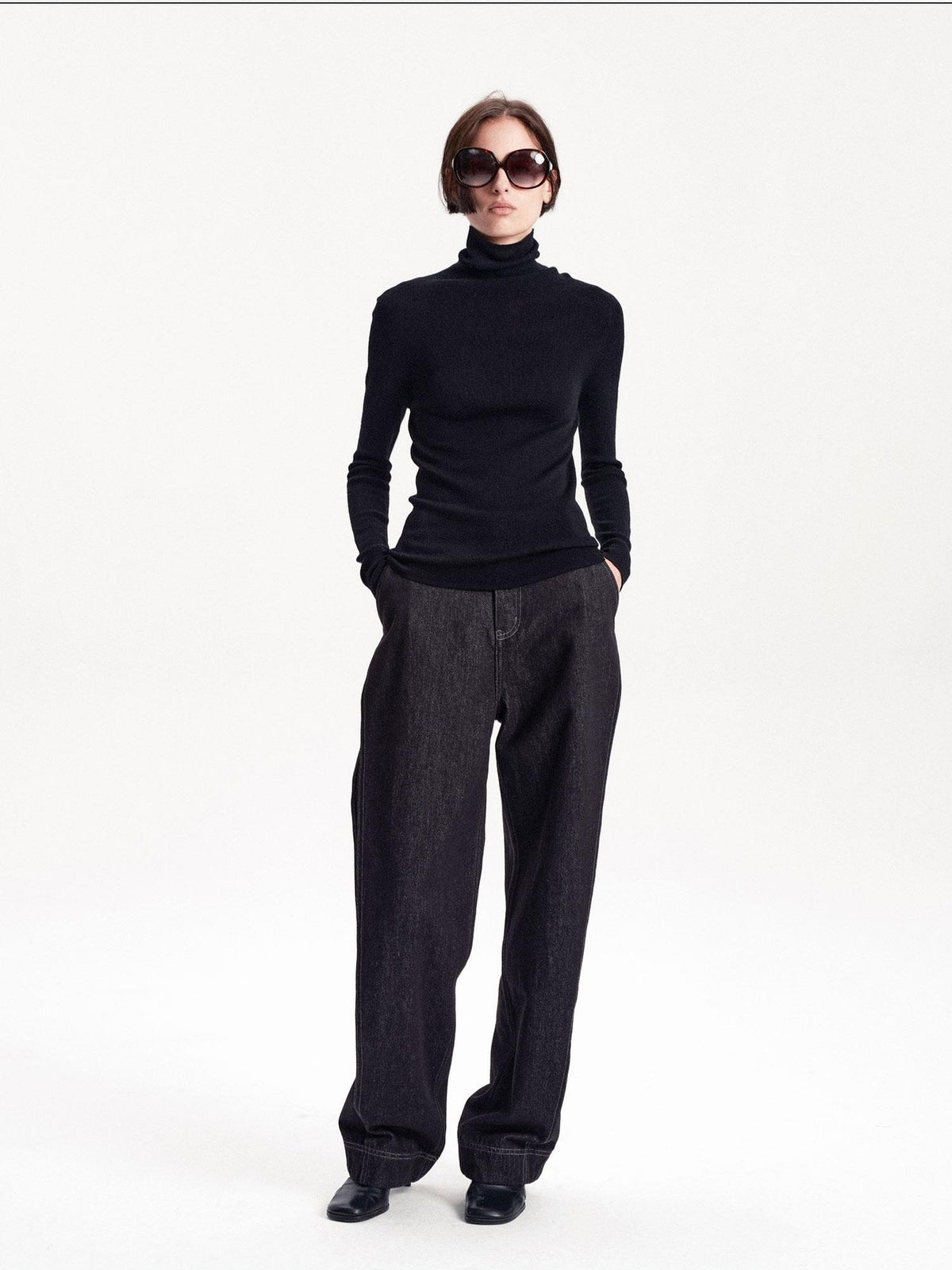 LYUOCHENG Slim Minimalist Knit Wool Blend Long Sleeve Women&