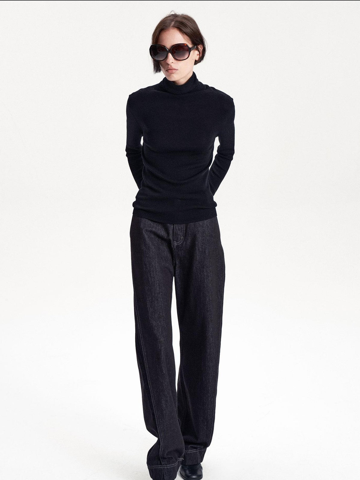 LYUOCHENG Slim Minimalist Knit Wool Blend Long Sleeve Women&