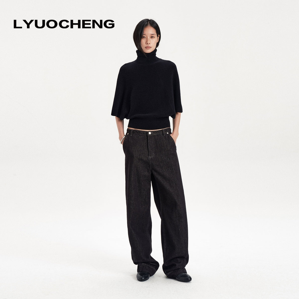 LYUOCHENG_Soft_Knit_A_Line_Cape_100_Wool_Women&