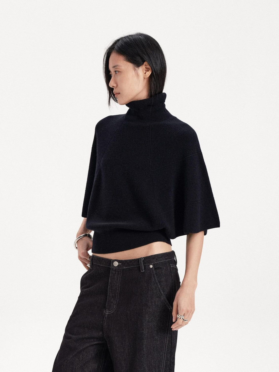LYUOCHENG Soft Knit A Line Cape 100 Wool Women&