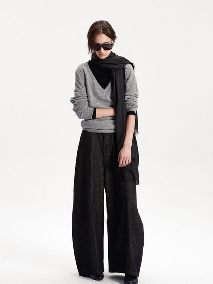 LYUOCHENG Soft Knit Solid V-neck Women&