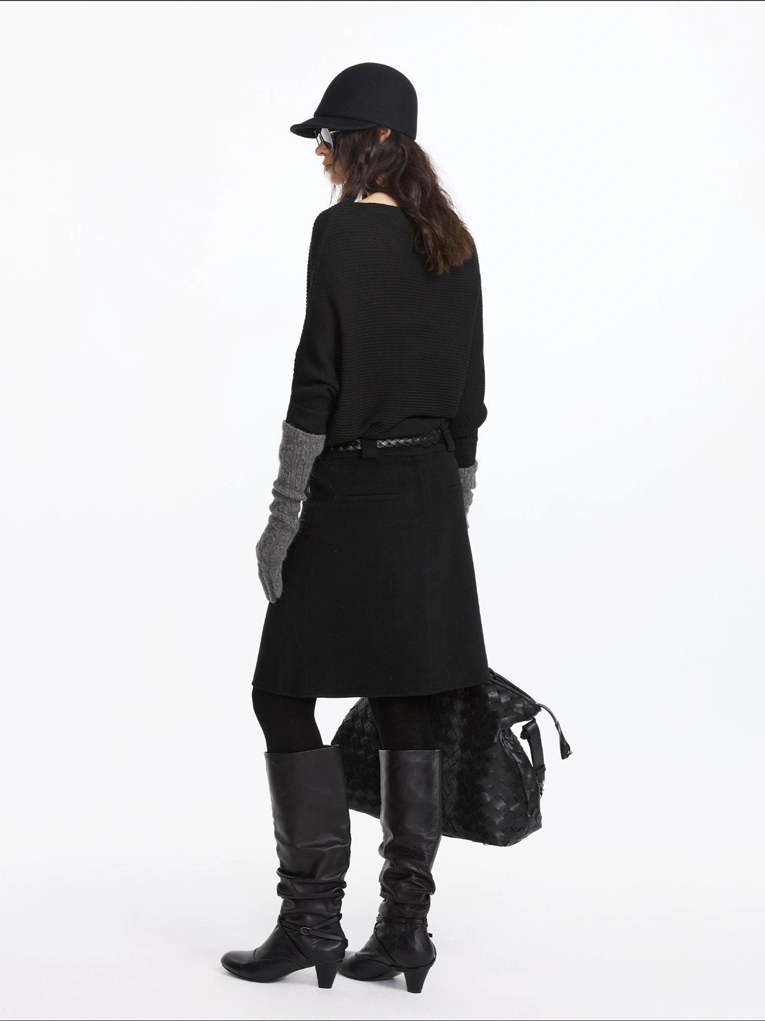 LYUOCHENG Soft Wool Blend Batwing Sleeve Off Shoulder Sweater