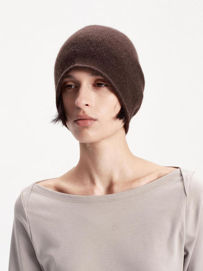 LYUOCHENG Solid Color Round Top Cashmere Wool Blend Women&