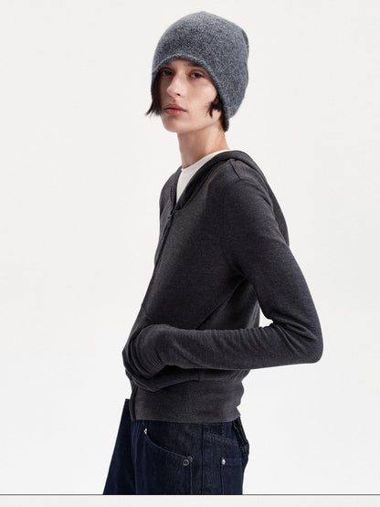 LYUOCHENG Solid Color Round Top Cashmere Wool Blend Women&