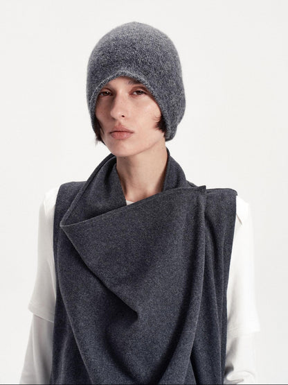 LYUOCHENG Solid Color Round Top Cashmere Wool Blend Women&