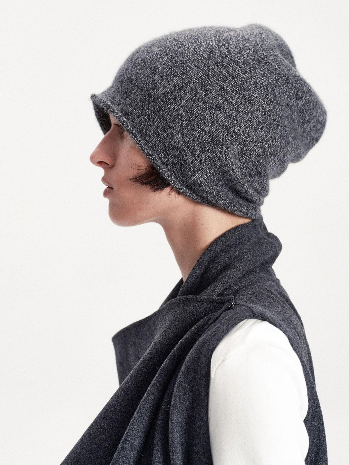 LYUOCHENG Solid Color Round Top Cashmere Wool Blend Women&
