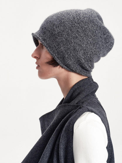 LYUOCHENG Solid Color Round Top Cashmere Wool Blend Women&