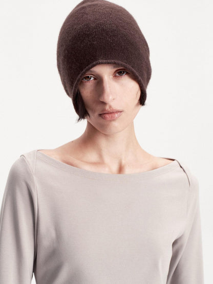 LYUOCHENG Solid Color Round Top Cashmere Wool Blend Women&