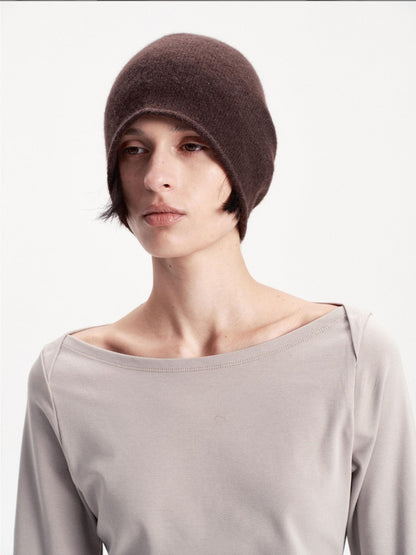 LYUOCHENG Solid Color Round Top Cashmere Wool Blend Women&
