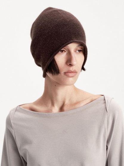 LYUOCHENG Solid Color Round Top Cashmere Wool Blend Women&