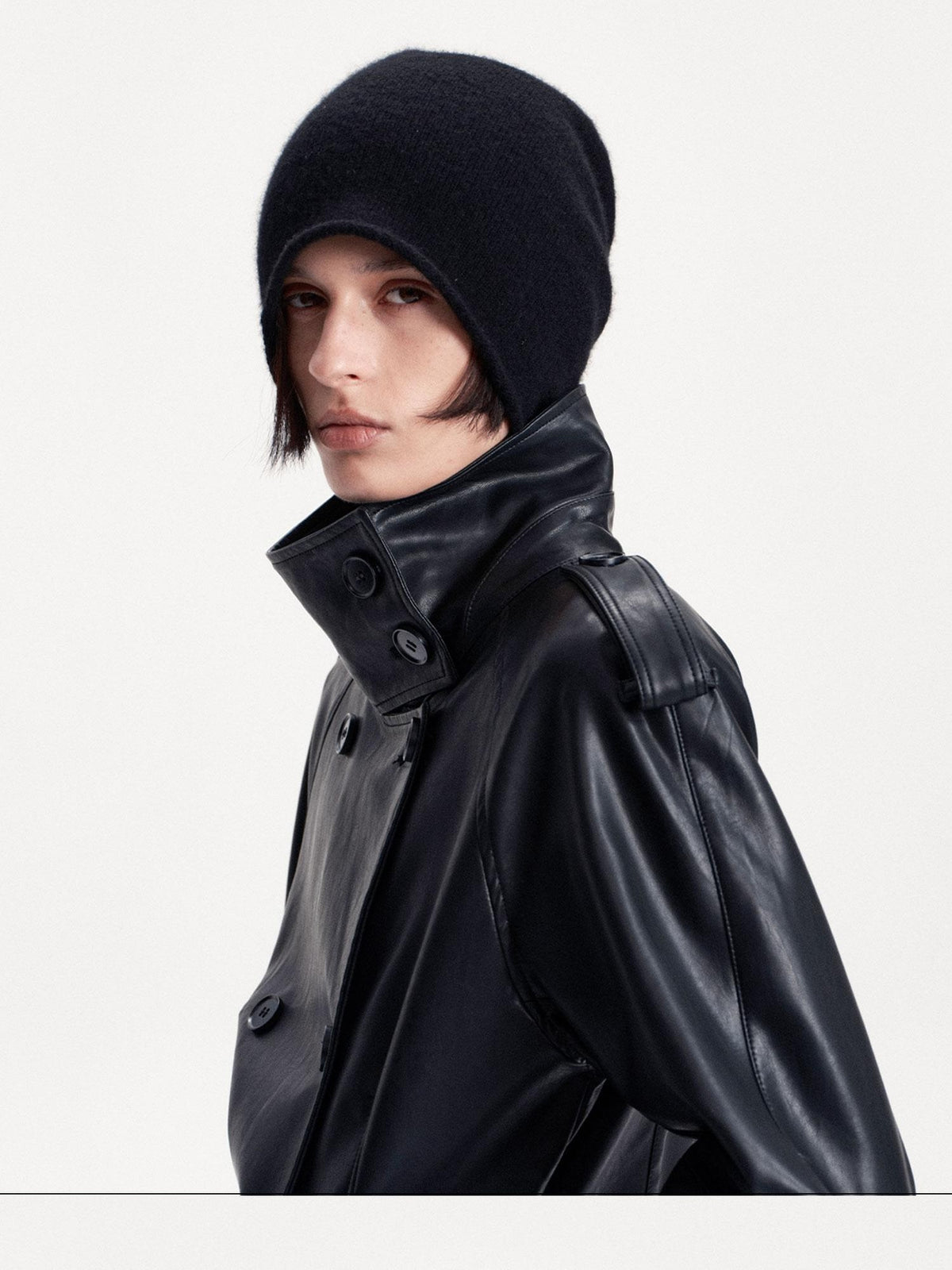 LYUOCHENG Solid Color Round Top Cashmere Wool Blend Women&