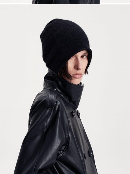 LYUOCHENG Solid Color Round Top Cashmere Wool Blend Women&