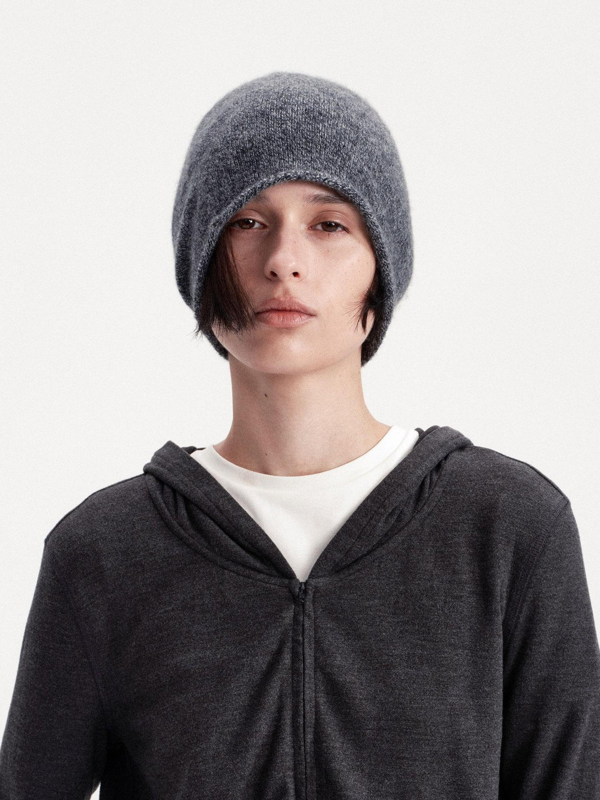 LYUOCHENG Solid Color Round Top Cashmere Wool Blend Women&