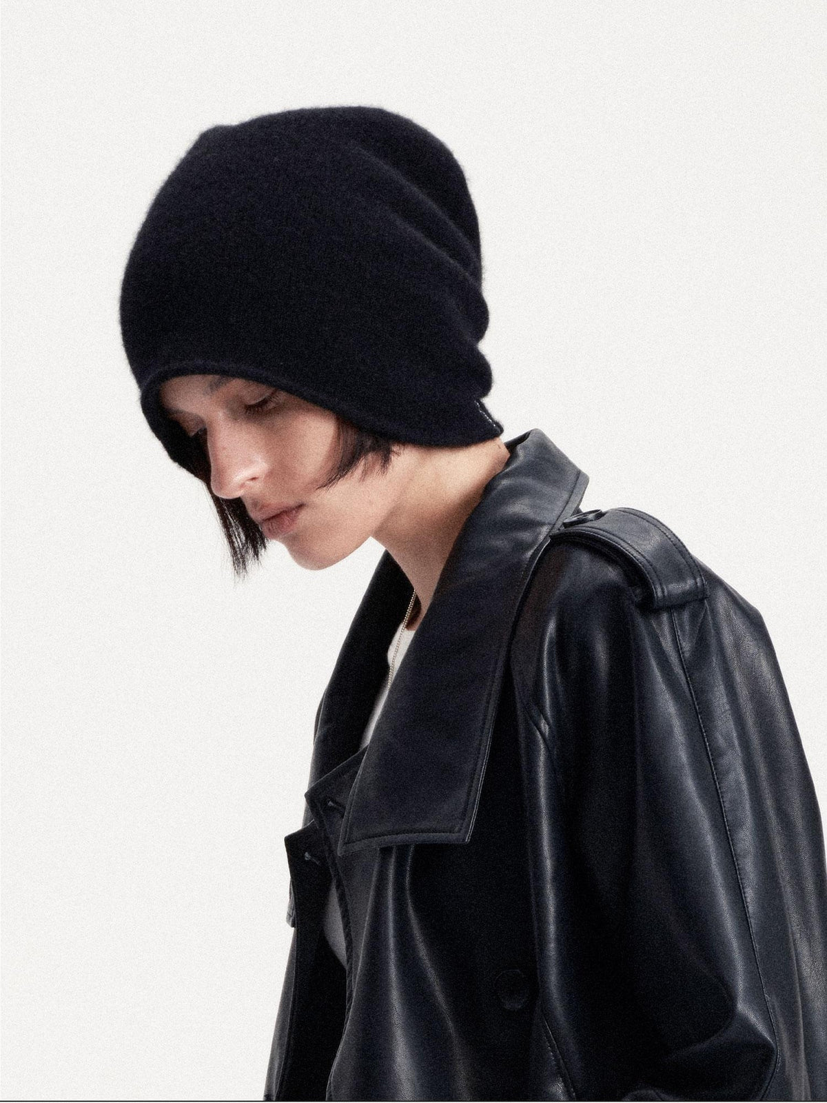LYUOCHENG Solid Color Round Top Cashmere Wool Blend Women&