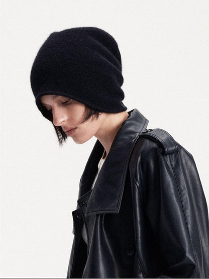 LYUOCHENG Solid Color Round Top Cashmere Wool Blend Women&