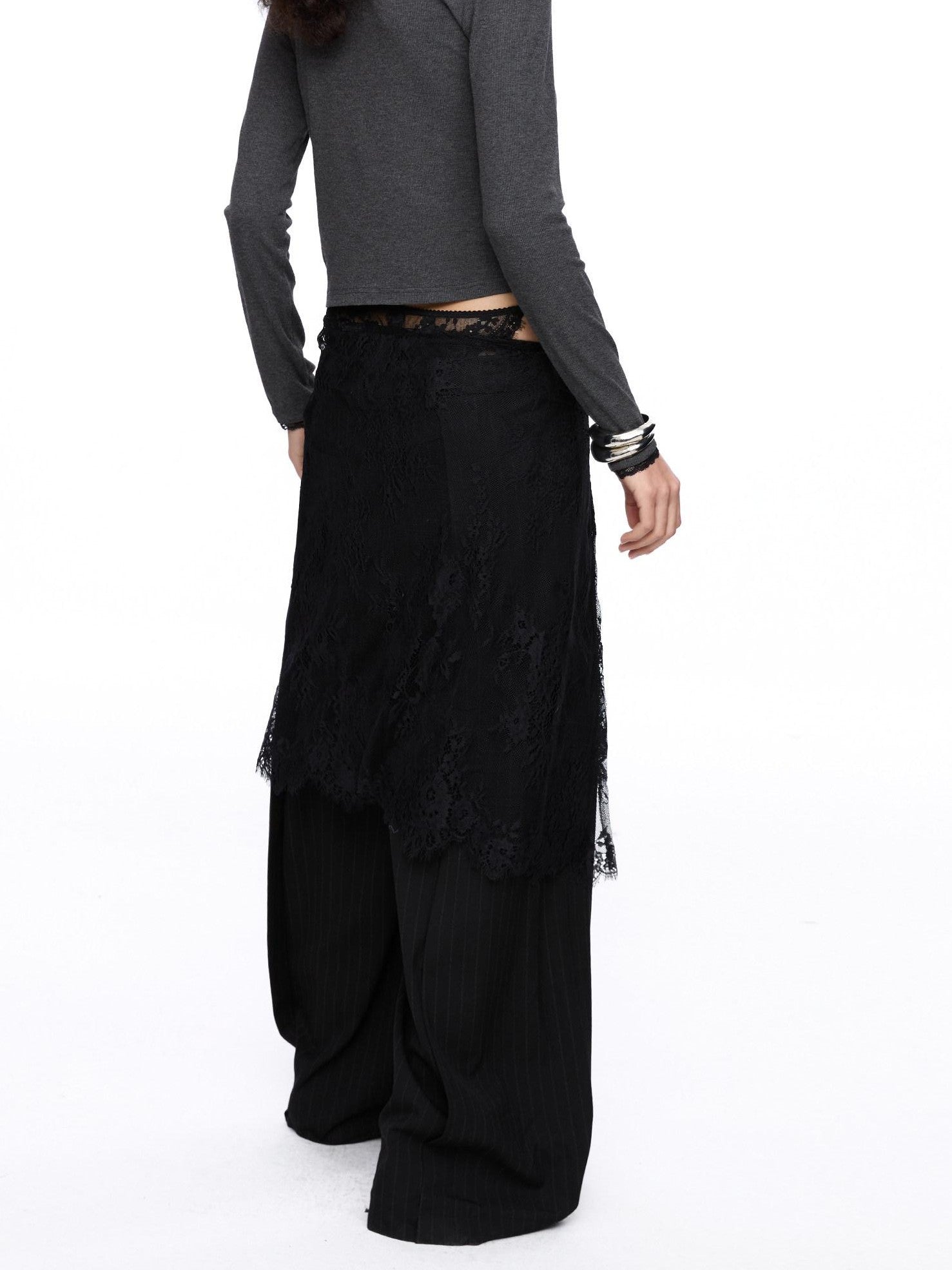 LYUOCHENG Square Neck Lace Spliced Bow Women&