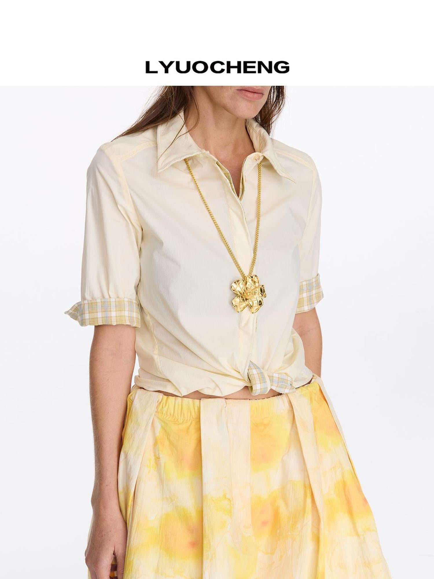 LYUOCHENG Striped Color Block Short Sleeve Shirt