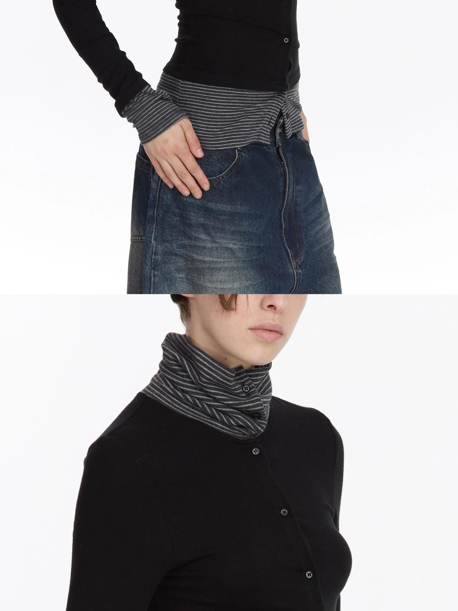 LYUOCHENG Striped Contrast Knit Top